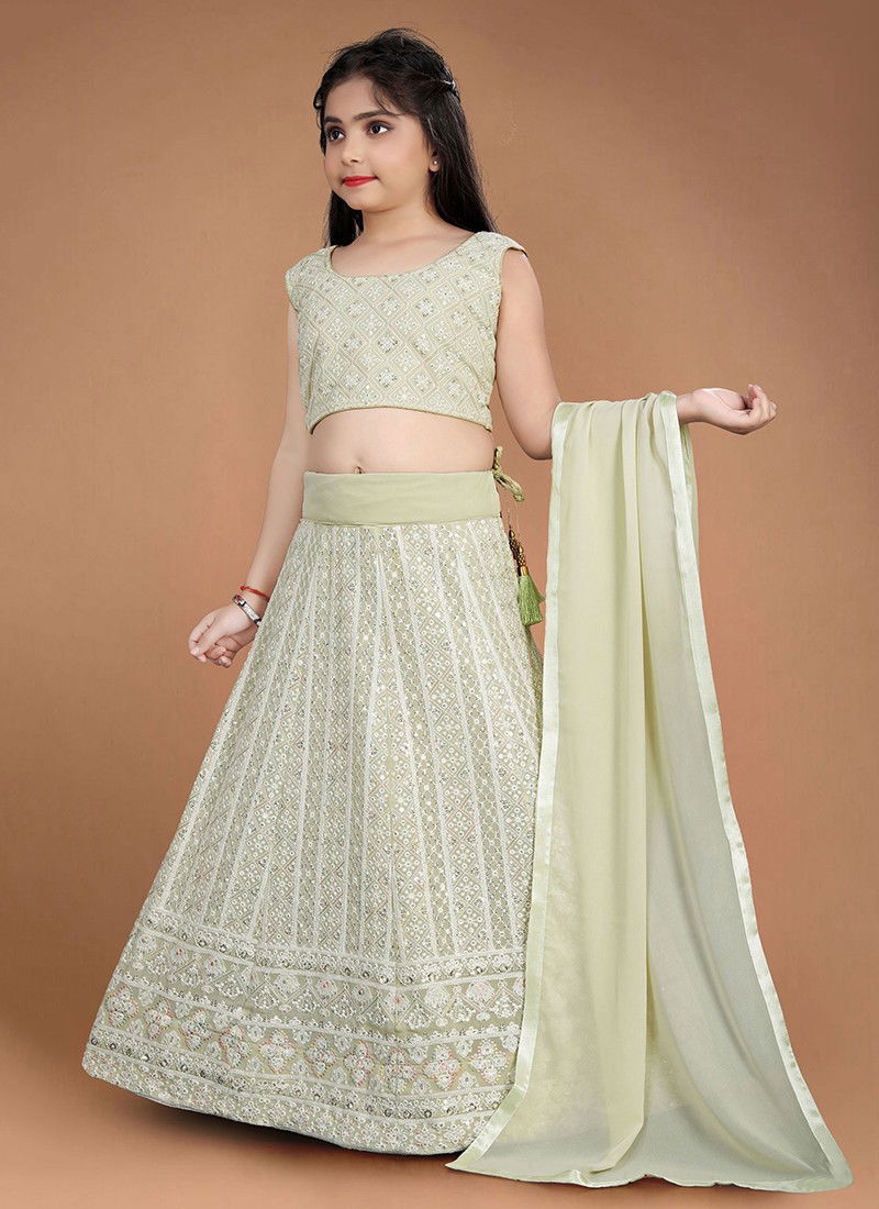 Light Pista Colour Aaradhna 21 Latest Designer Wedding Wear Heavy Georgette Kids Lehenga Collection 194